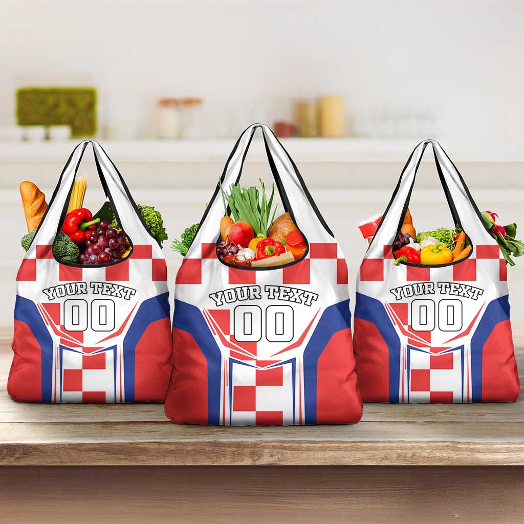 Custom Croatia Checkerboard Grocery Bag Simple Style