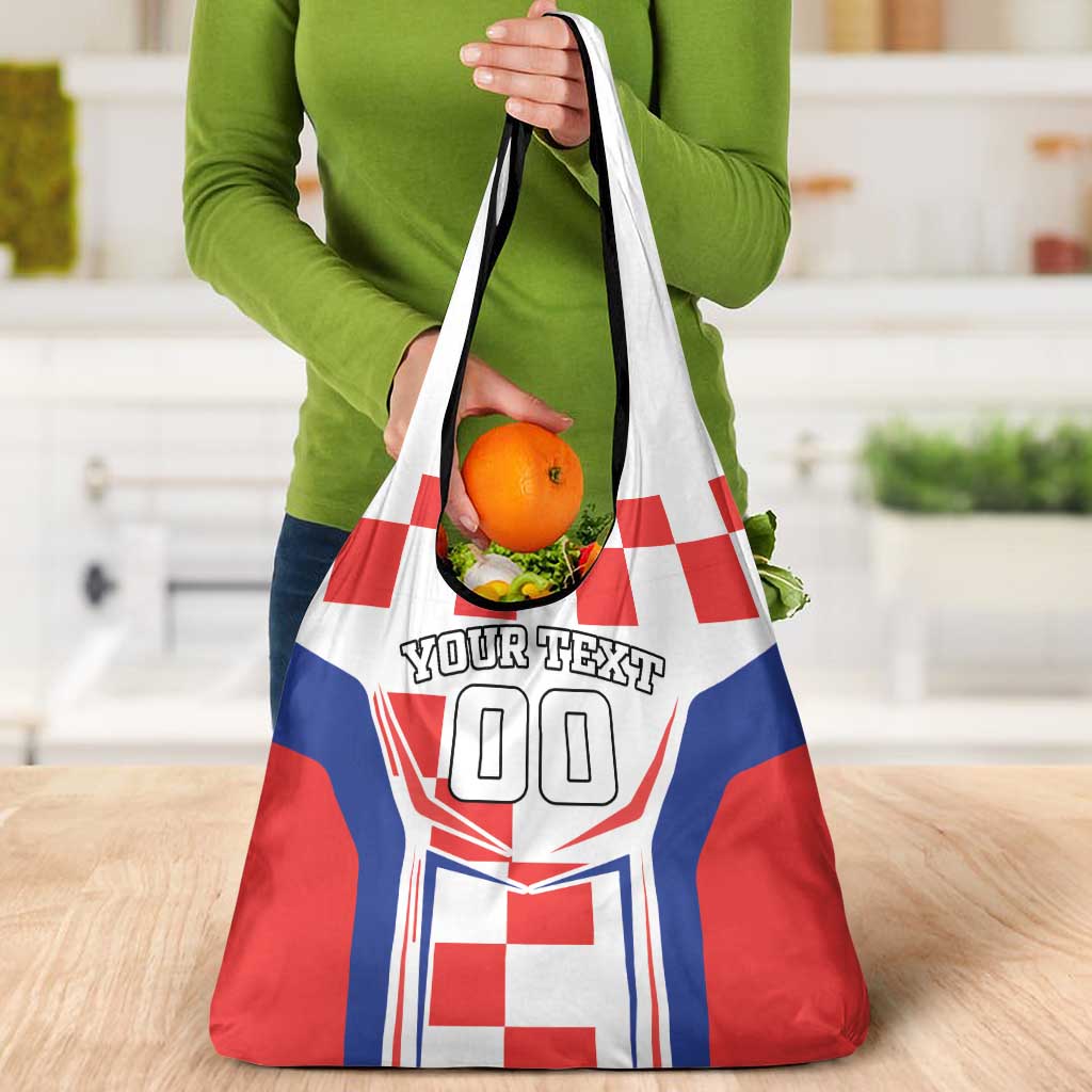 Custom Croatia Checkerboard Grocery Bag Simple Style