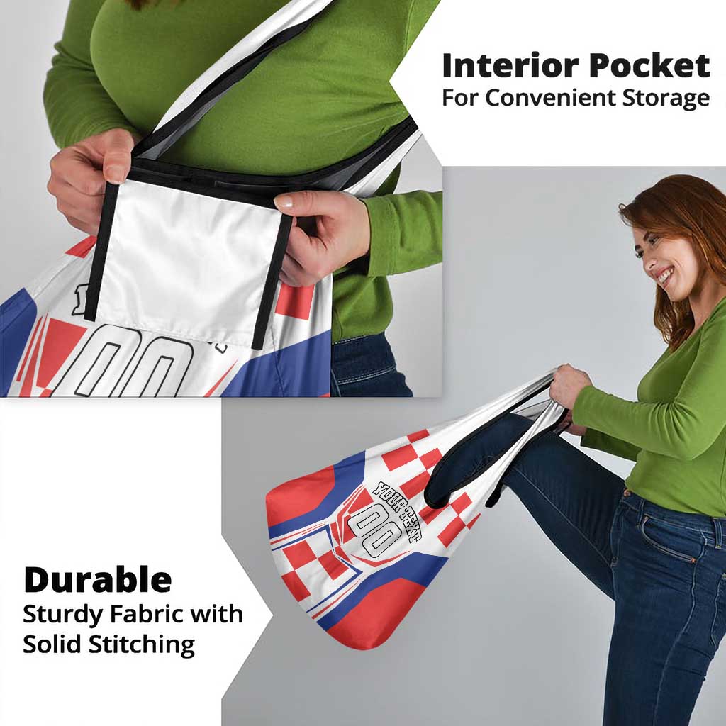 Custom Croatia Checkerboard Grocery Bag Simple Style