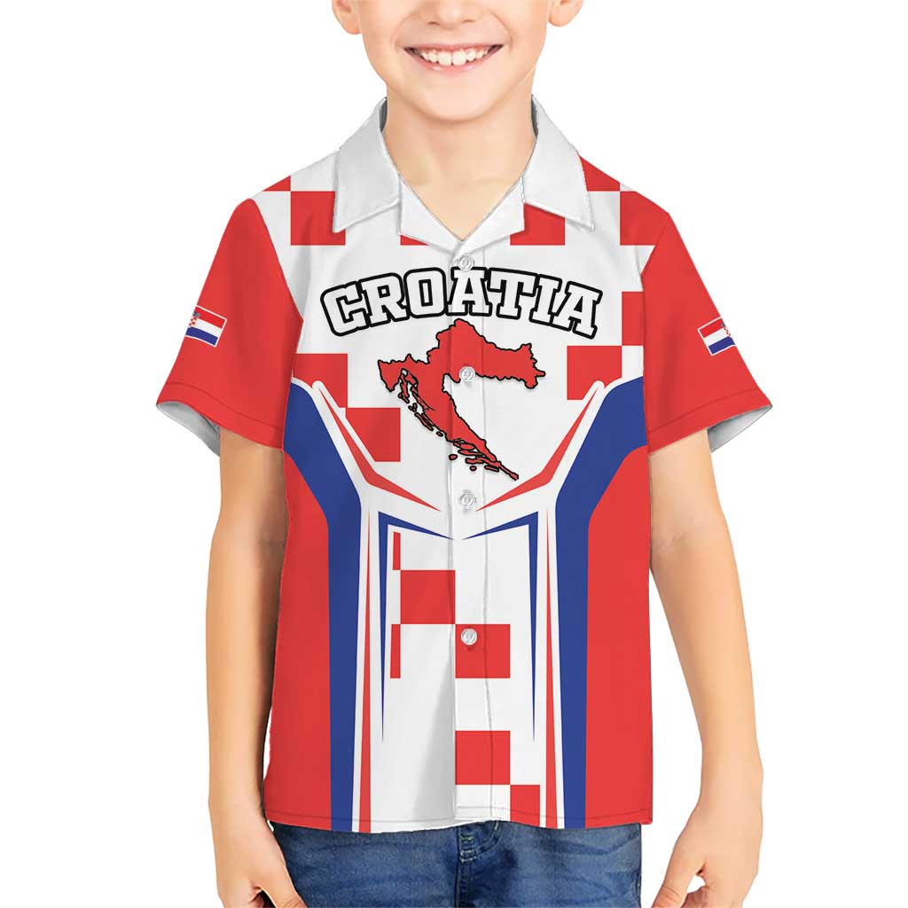 Custom Croatia Checkerboard Kid Hawaiian Shirt Simple Style - Wonder Print Shop