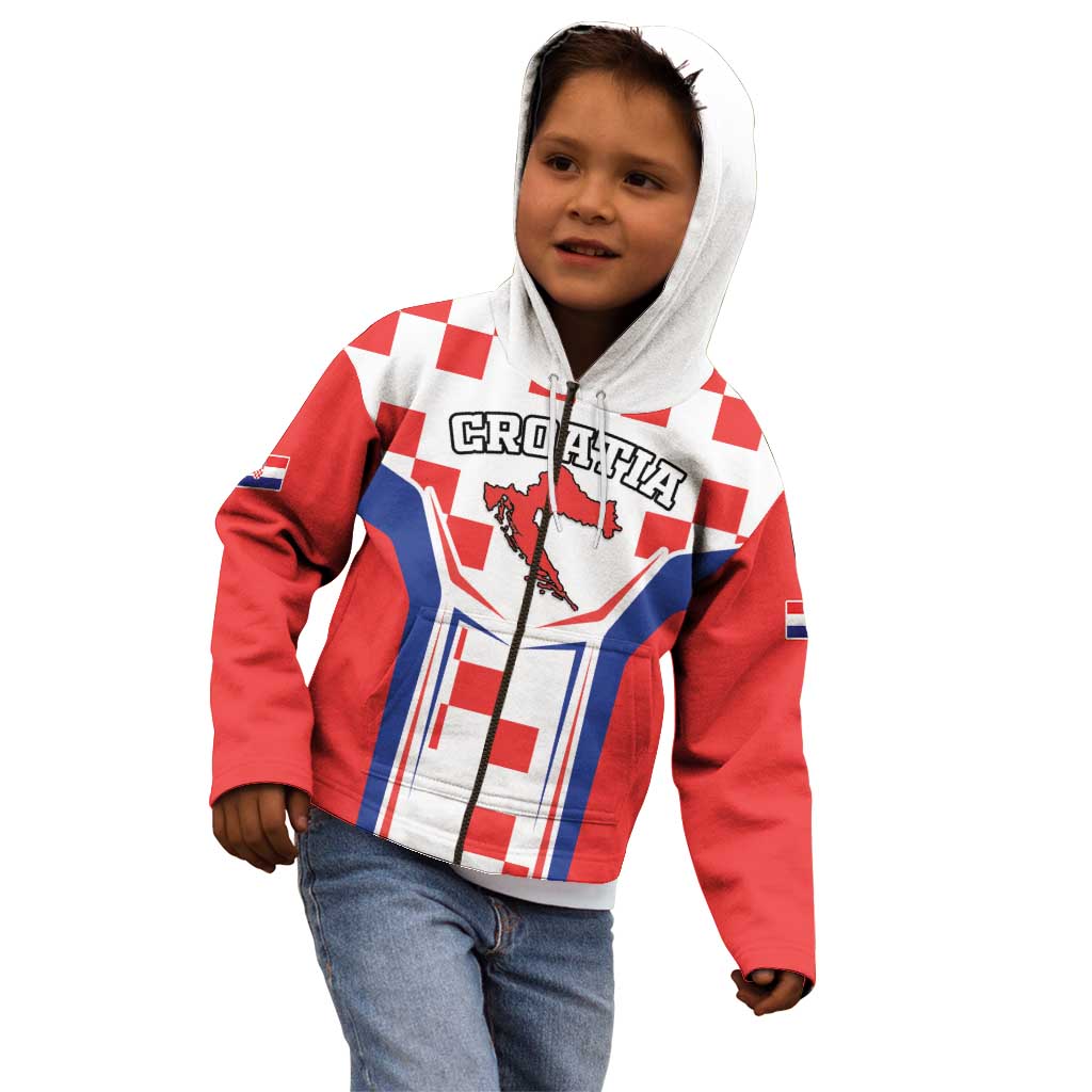 Custom Croatia Checkerboard Kid Hoodie Simple Style - Wonder Print Shop