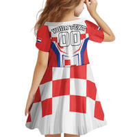Custom Croatia Checkerboard Kid Short Sleeve Dress Simple Style - Wonder Print Shop