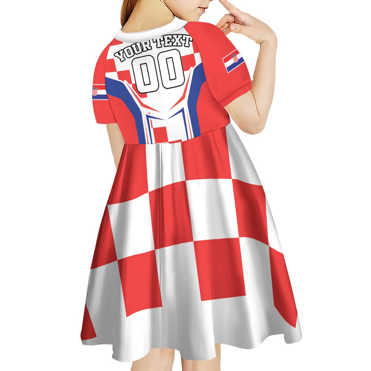 Custom Croatia Checkerboard Kid Short Sleeve Dress Simple Style - Wonder Print Shop