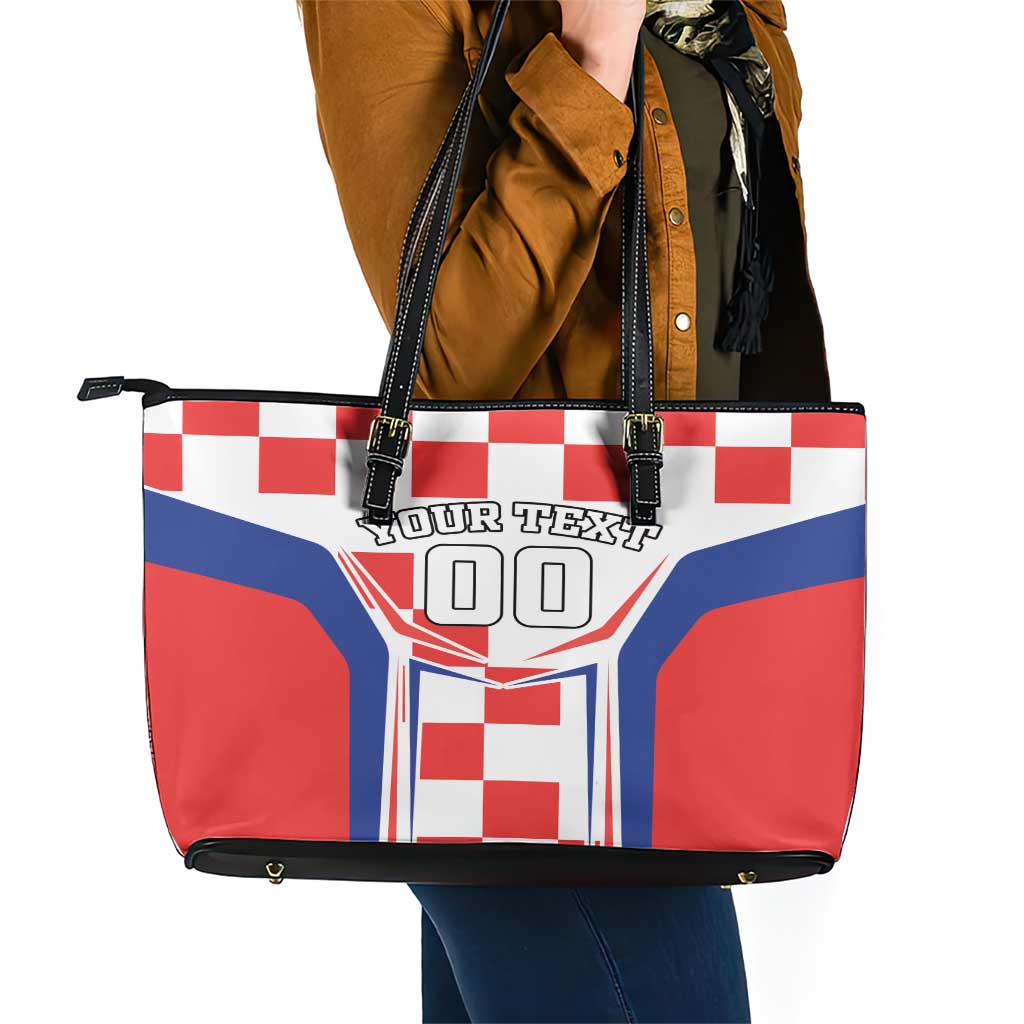 Custom Croatia Checkerboard Leather Tote Bag Simple Style - Wonder Print Shop