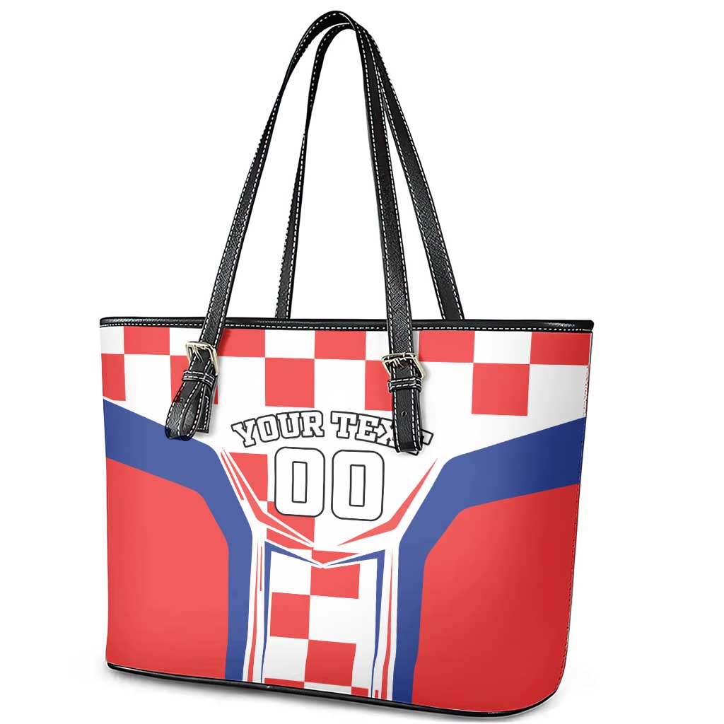 Custom Croatia Checkerboard Leather Tote Bag Simple Style - Wonder Print Shop