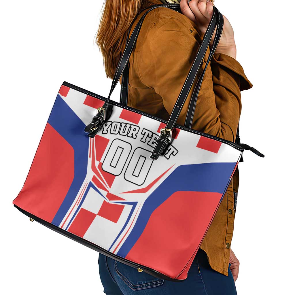 Custom Croatia Checkerboard Leather Tote Bag Simple Style - Wonder Print Shop