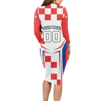 Custom Croatia Checkerboard Long Sleeve Bodycon Dress Simple Style - Wonder Print Shop