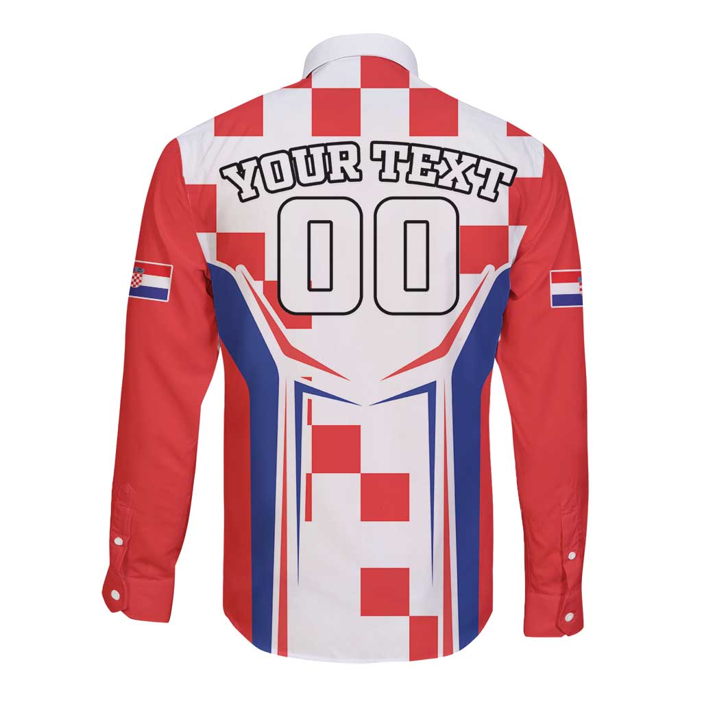 Custom Croatia Checkerboard Long Sleeve Button Shirt Simple Style - Wonder Print Shop
