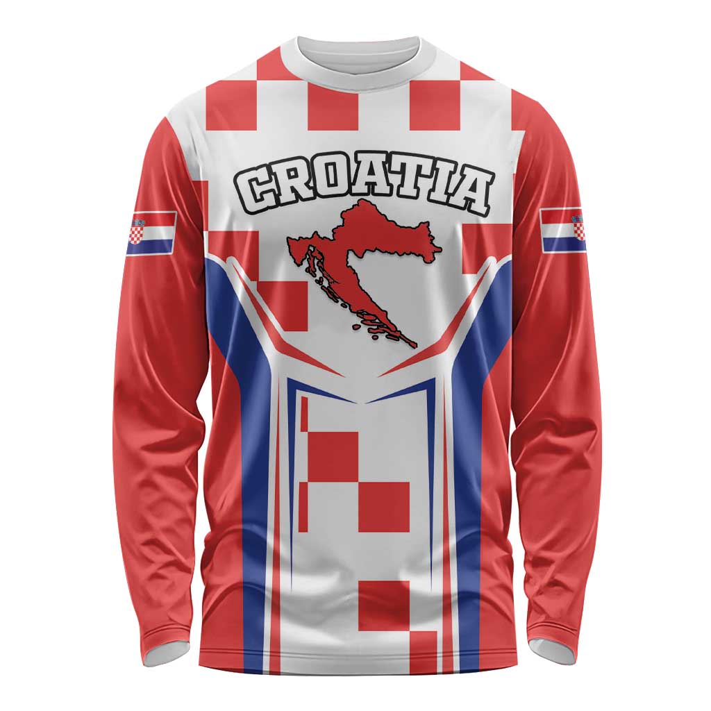 Custom Croatia Checkerboard Long Sleeve Shirt Simple Style - Wonder Print Shop