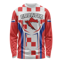 Custom Croatia Checkerboard Long Sleeve Shirt Simple Style - Wonder Print Shop