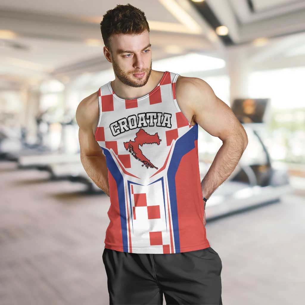 Custom Croatia Checkerboard Men Tank Top Simple Style - Wonder Print Shop
