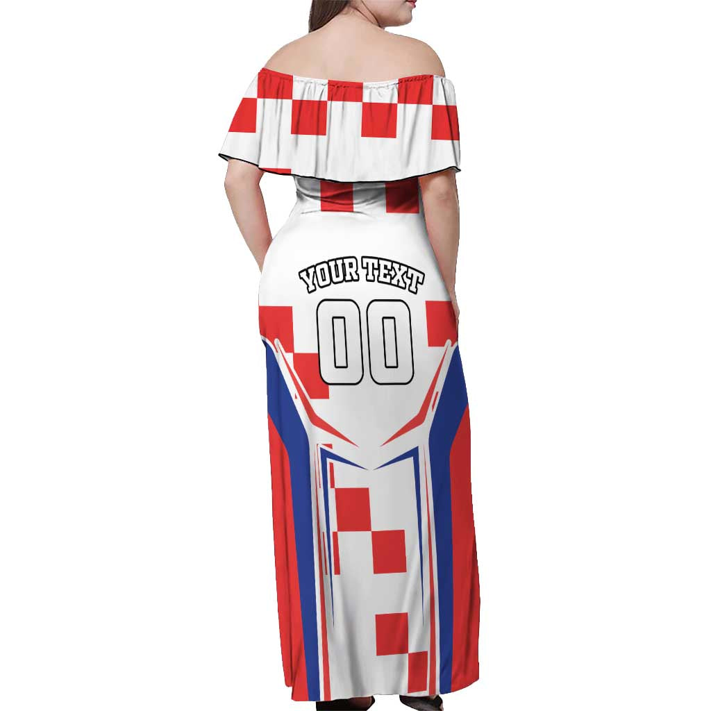 Custom Croatia Checkerboard Off Shoulder Maxi Dress Simple Style - Wonder Print Shop