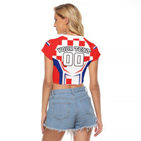 Custom Croatia Checkerboard Raglan Cropped T Shirt Simple Style - Wonder Print Shop
