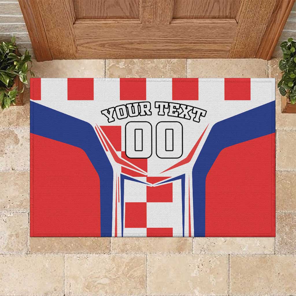 Custom Croatia Checkerboard Rubber Doormat Simple Style - Wonder Print Shop