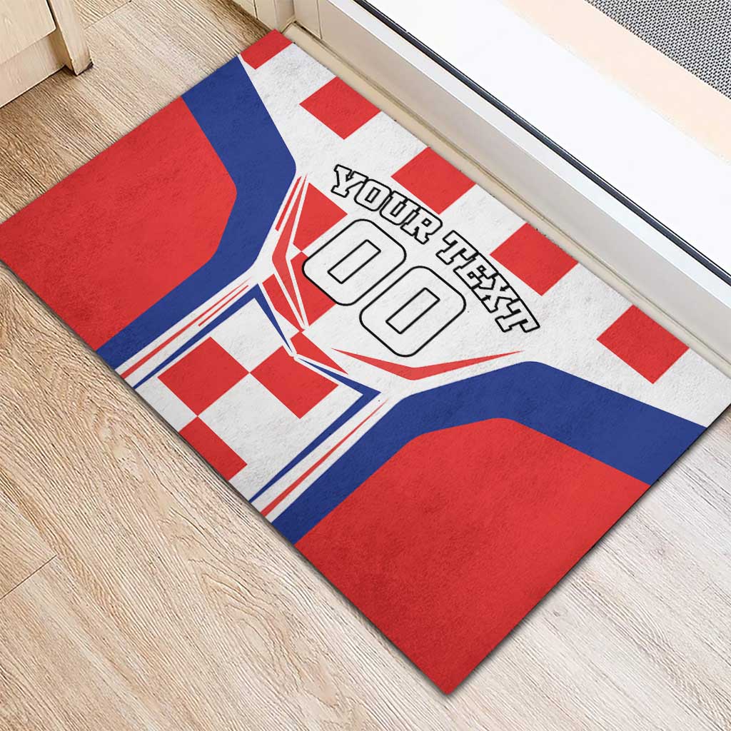 Custom Croatia Checkerboard Rubber Doormat Simple Style - Wonder Print Shop