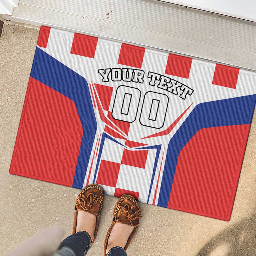 Custom Croatia Checkerboard Rubber Doormat Simple Style - Wonder Print Shop