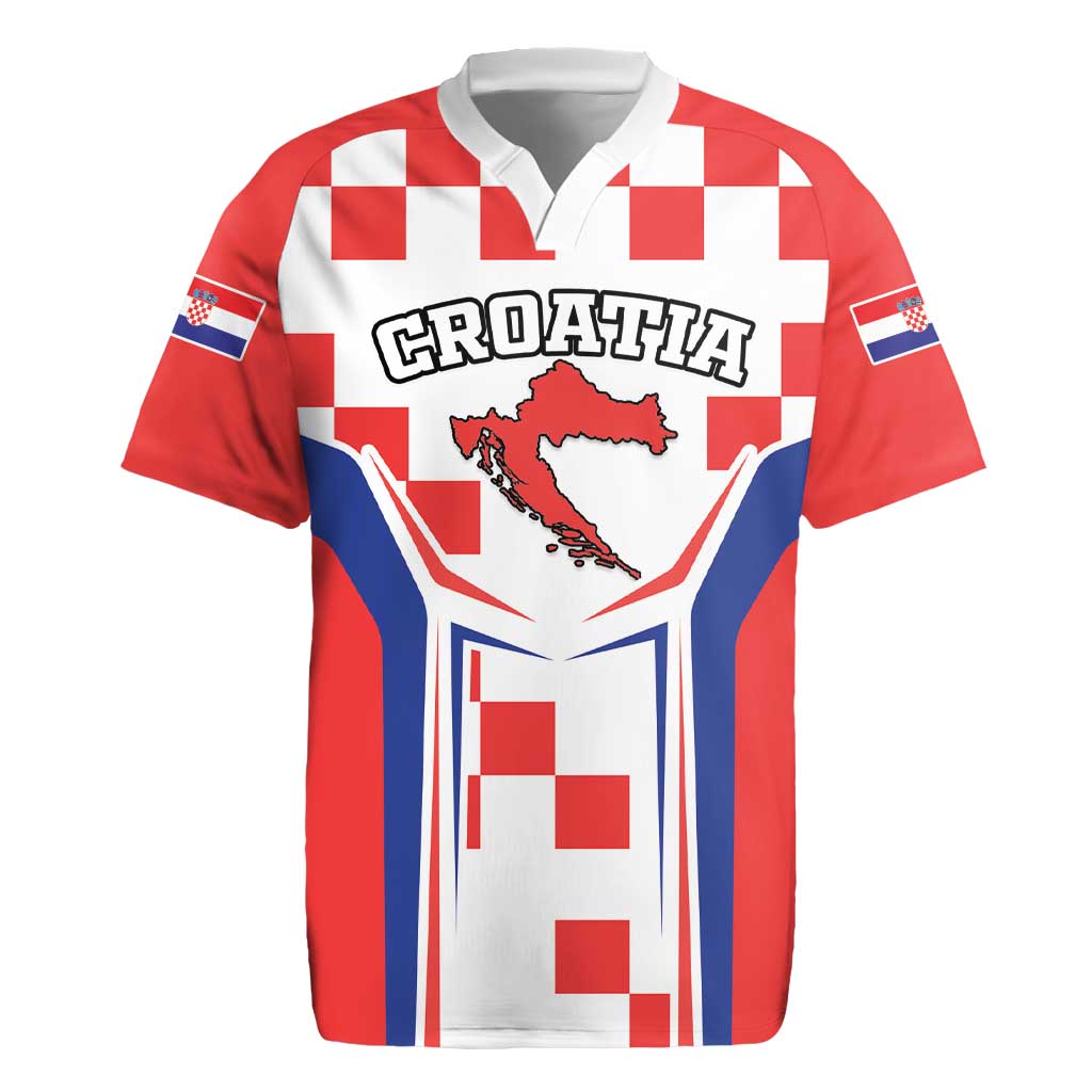 Custom Croatia Checkerboard Rugby Jersey Simple Style - Wonder Print Shop