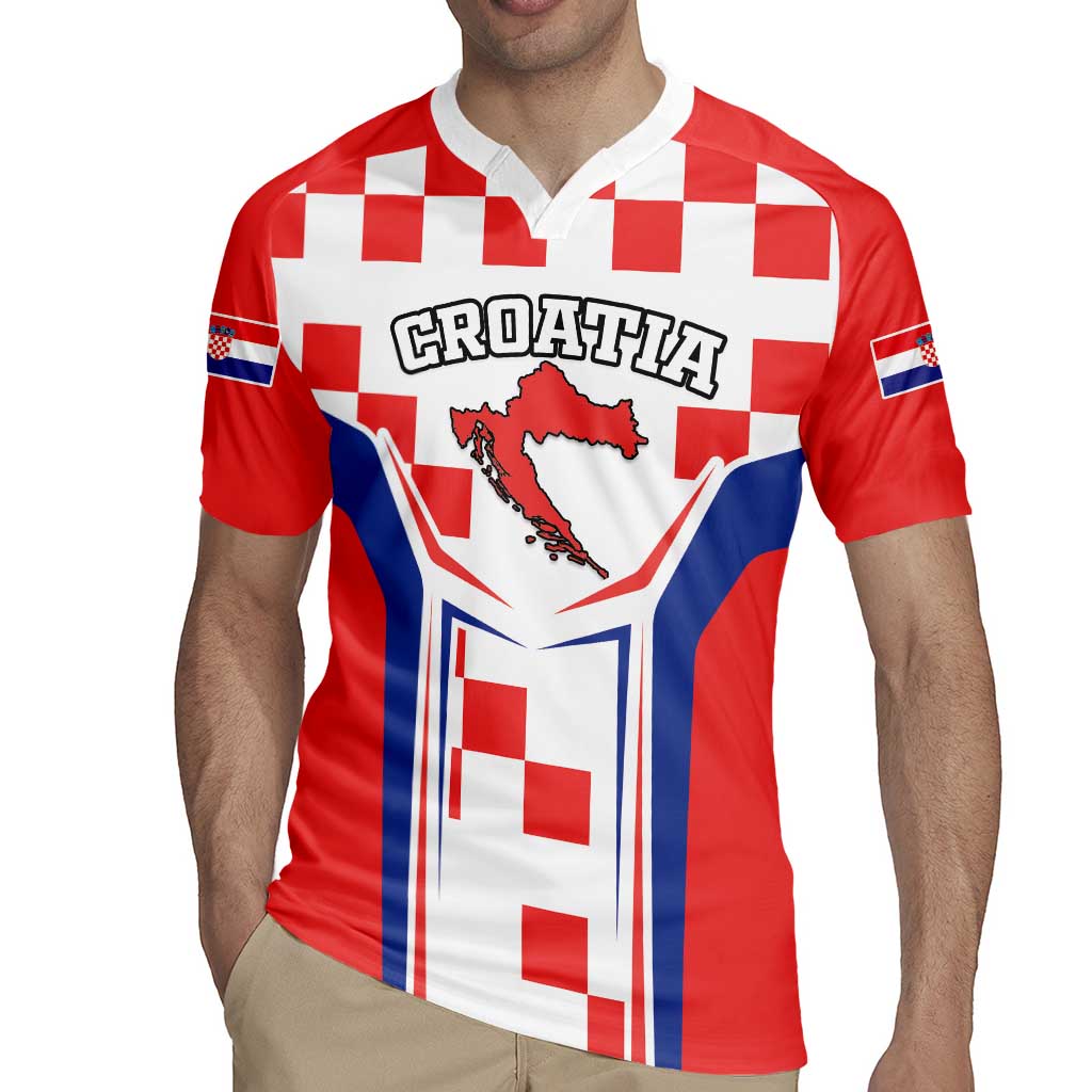 Custom Croatia Checkerboard Rugby Jersey Simple Style - Wonder Print Shop