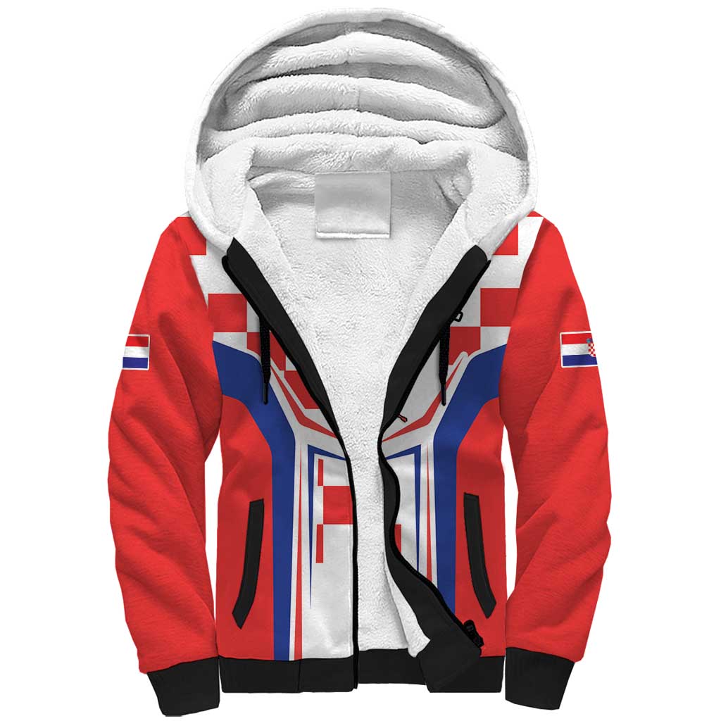 Custom Croatia Checkerboard Sherpa Hoodie Simple Style - Wonder Print Shop
