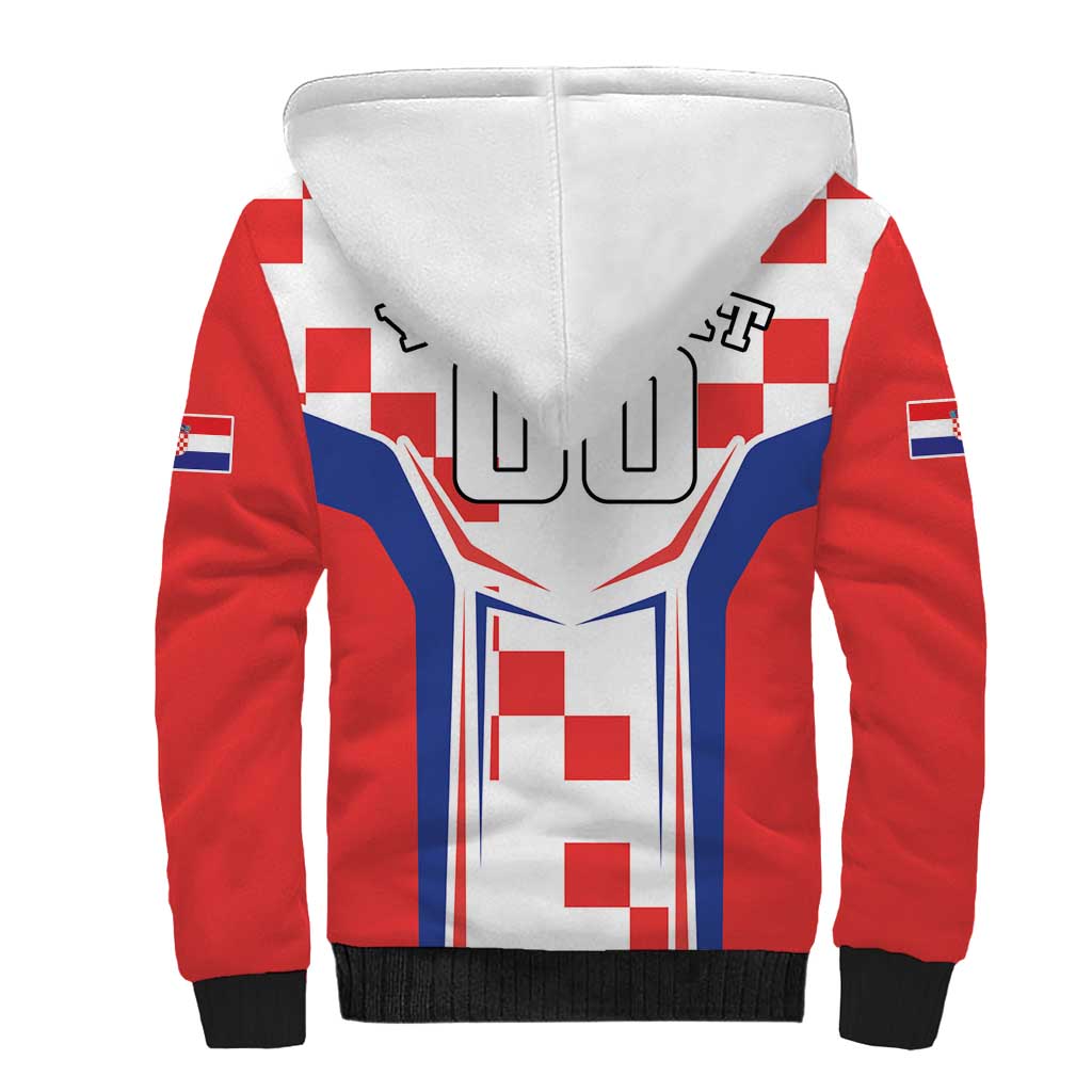 Custom Croatia Checkerboard Sherpa Hoodie Simple Style - Wonder Print Shop