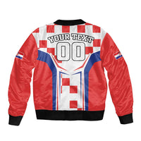 Custom Croatia Checkerboard Sleeve Zip Bomber Jacket Simple Style - Wonder Print Shop