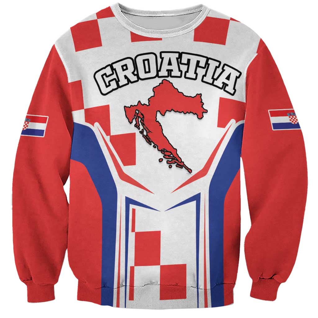 Custom Croatia Checkerboard Sweatshirt Simple Style - Wonder Print Shop