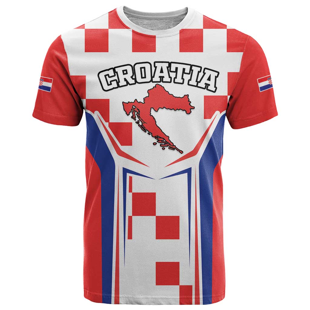 Custom Croatia Checkerboard T Shirt Simple Style - Wonder Print Shop
