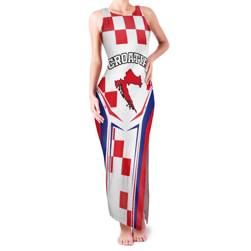 Custom Croatia Checkerboard Tank Maxi Dress Simple Style - Wonder Print Shop
