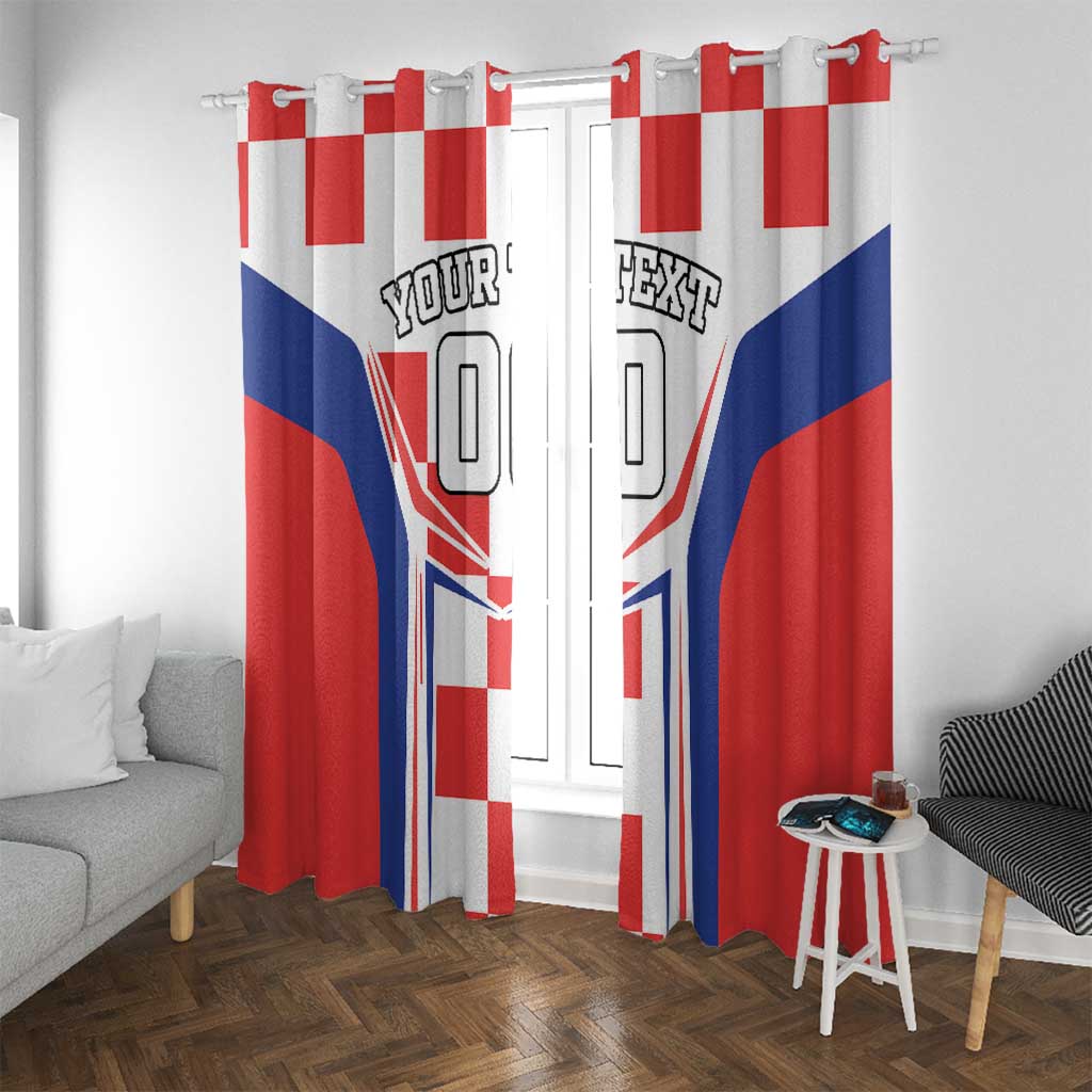 Custom Croatia Checkerboard Window Curtain Simple Style - Wonder Print Shop