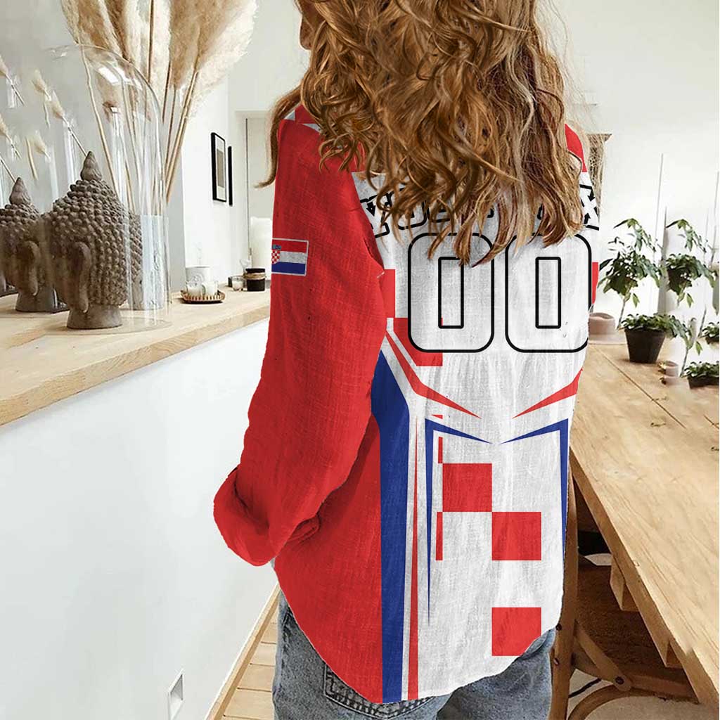 Custom Croatia Checkerboard Women Casual Shirt Simple Style - Wonder Print Shop
