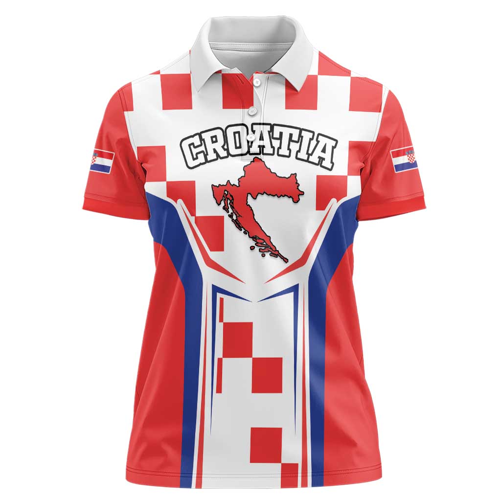 Custom Croatia Checkerboard Women Polo Shirt Simple Style - Wonder Print Shop