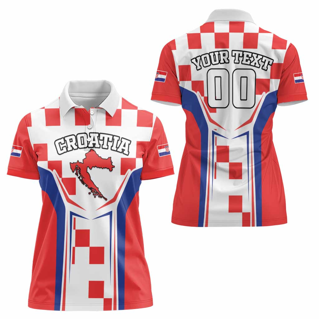 Custom Croatia Checkerboard Women Polo Shirt Simple Style - Wonder Print Shop