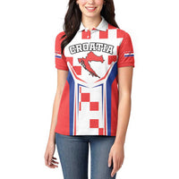 Custom Croatia Checkerboard Women Polo Shirt Simple Style - Wonder Print Shop