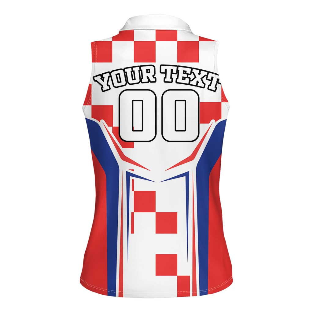 Custom Croatia Checkerboard Women Sleeveless Polo Shirt Simple Style - Wonder Print Shop