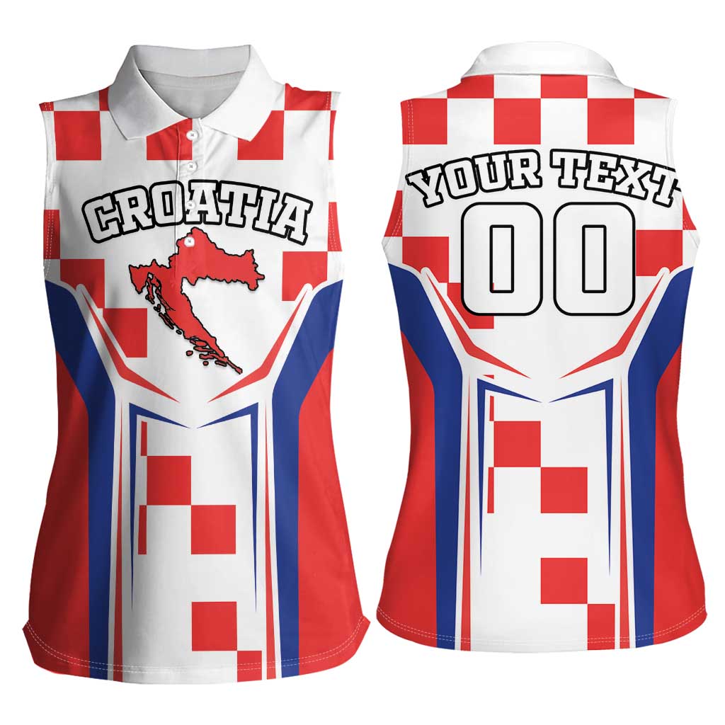 Custom Croatia Checkerboard Women Sleeveless Polo Shirt Simple Style - Wonder Print Shop