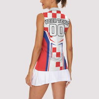 Custom Croatia Checkerboard Women Sleeveless Polo Shirt Simple Style - Wonder Print Shop