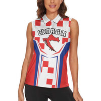 Custom Croatia Checkerboard Women Sleeveless Polo Shirt Simple Style - Wonder Print Shop