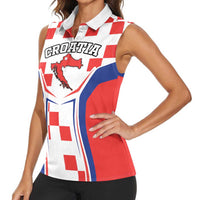 Custom Croatia Checkerboard Women Sleeveless Polo Shirt Simple Style - Wonder Print Shop