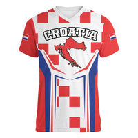 Custom Croatia Checkerboard Women V-Neck T-Shirt Simple Style - Wonder Print Shop