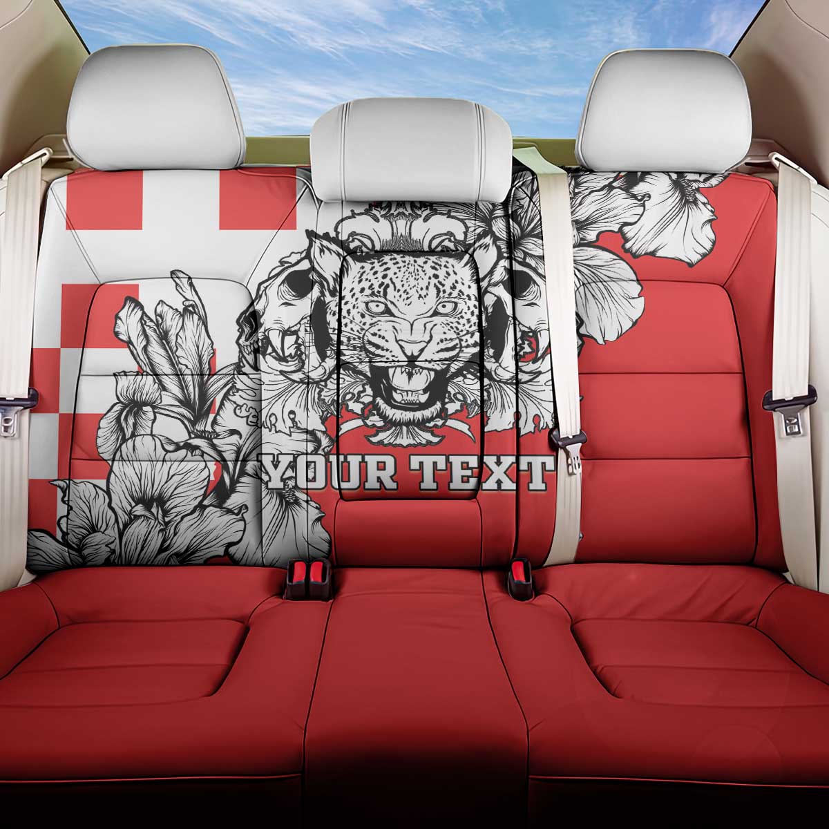 Personalized Croatia Leopard Heads Back Car Seat Cover With Iris - Wonder Print Shop