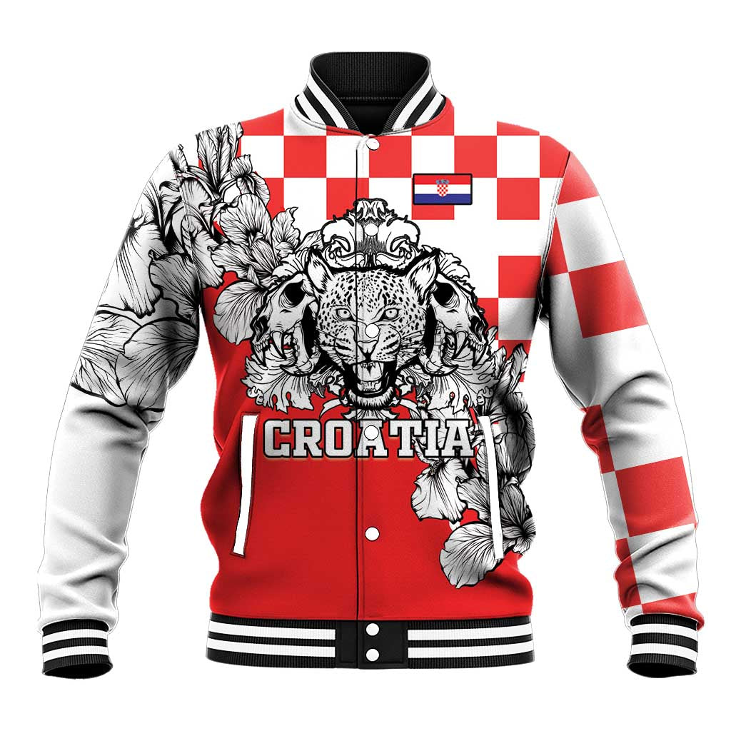 Personalized Croatia Leopard Heads Baseball Jacket With Iris - Wonder Print Shop