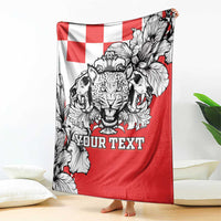 Personalized Croatia Leopard Heads Blanket With Iris