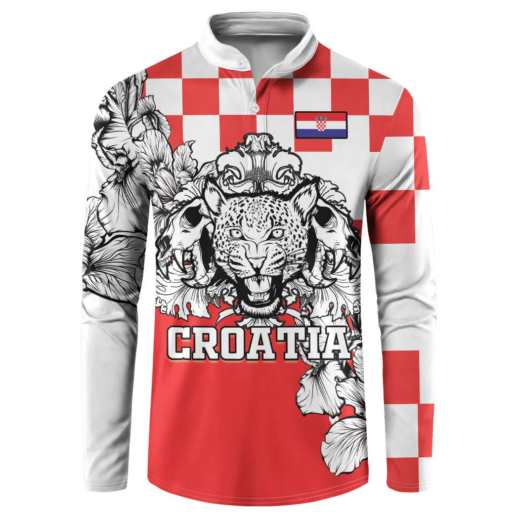 Personalized Croatia Leopard Heads Button Sweatshirt With Iris - Wonder Print Shop