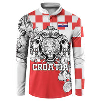 Personalized Croatia Leopard Heads Button Sweatshirt With Iris - Wonder Print Shop