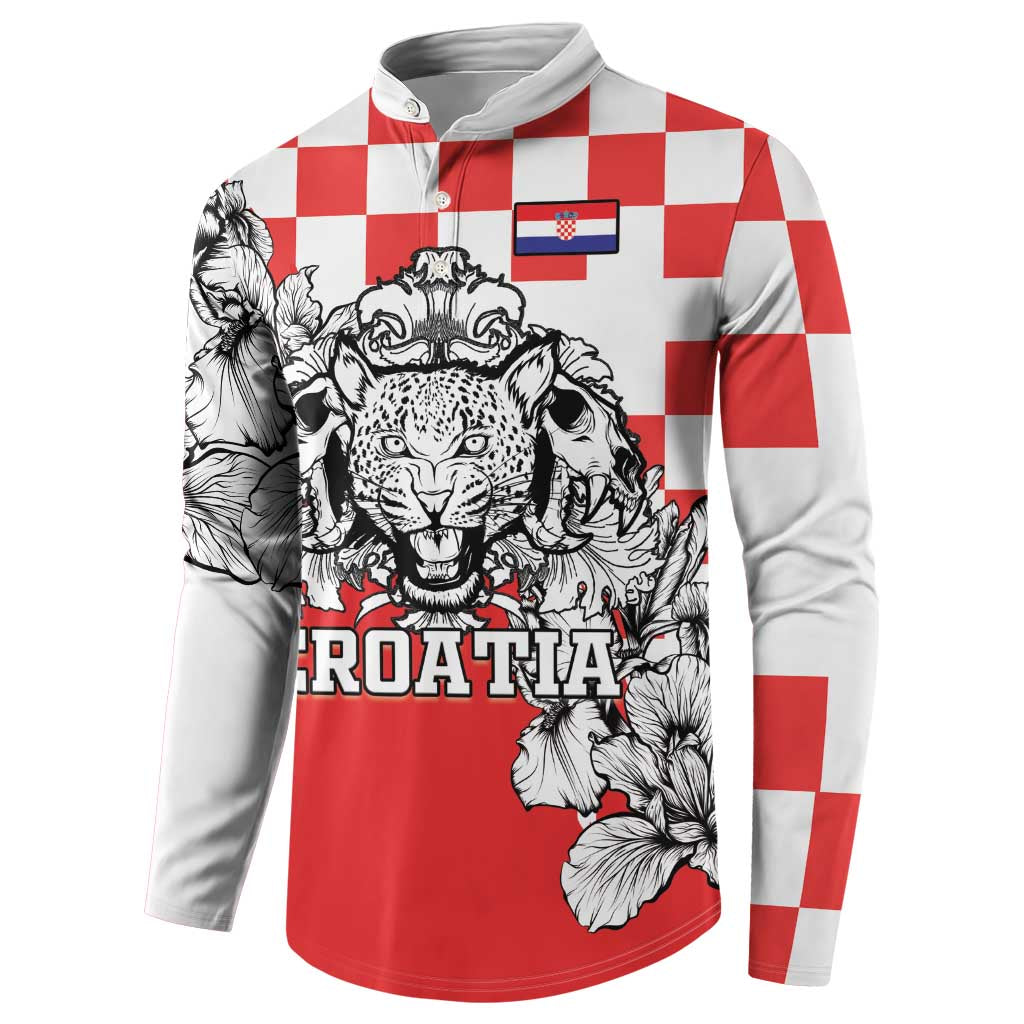 Personalized Croatia Leopard Heads Button Sweatshirt With Iris - Wonder Print Shop