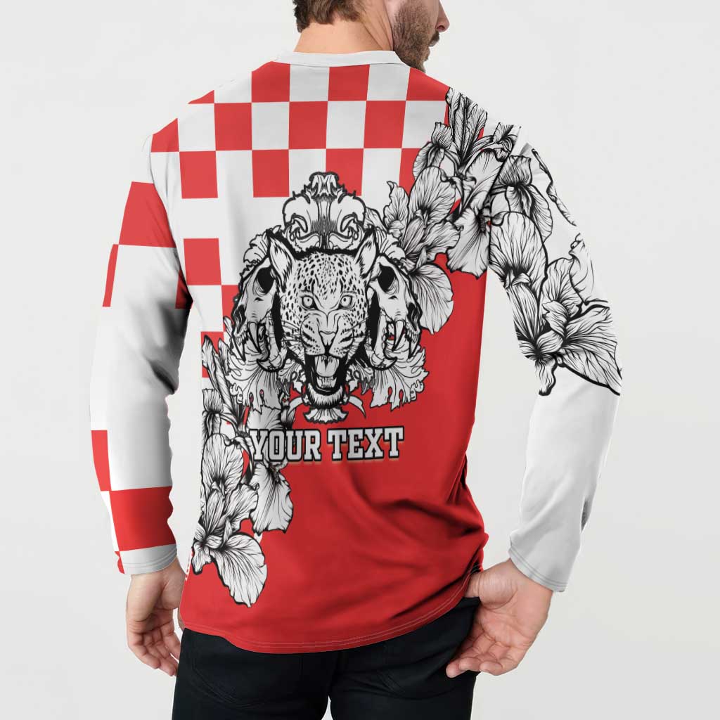 Personalized Croatia Leopard Heads Button Sweatshirt With Iris - Wonder Print Shop