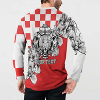 Personalized Croatia Leopard Heads Button Sweatshirt With Iris - Wonder Print Shop