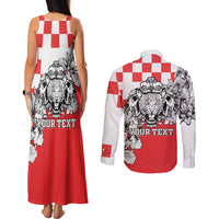 Personalized Croatia Leopard Heads Couples Matching Tank Maxi Dress and Long Sleeve Button Shirt With Iris - Wonder Print Shop