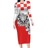 Personalized Croatia Leopard Heads Family Matching Long Sleeve Bodycon Dress and Hawaiian Shirt With Iris - Wonder Print Shop