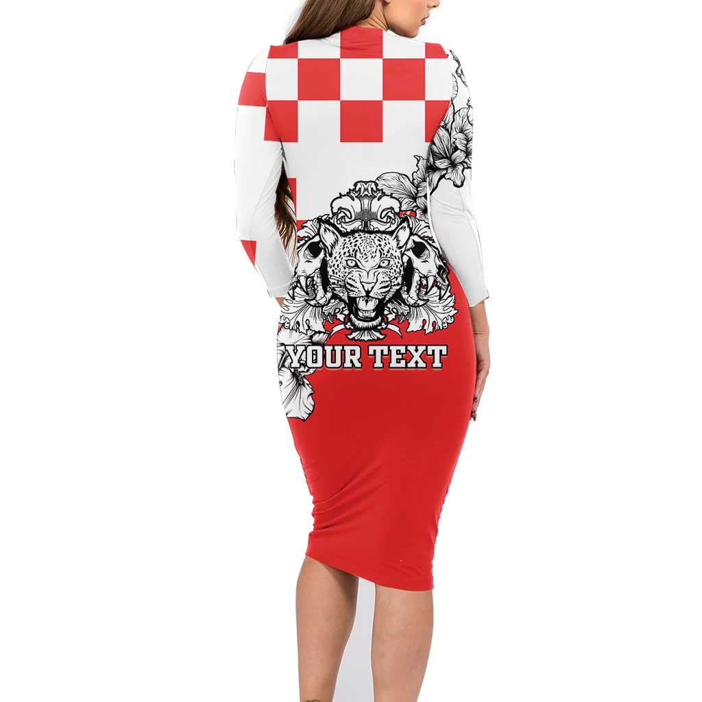 Personalized Croatia Leopard Heads Family Matching Long Sleeve Bodycon Dress and Hawaiian Shirt With Iris - Wonder Print Shop